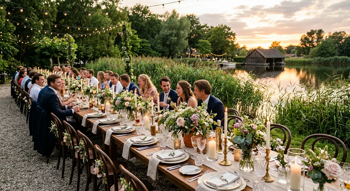 Feestelijk gedekte tafel voor een bruiloft