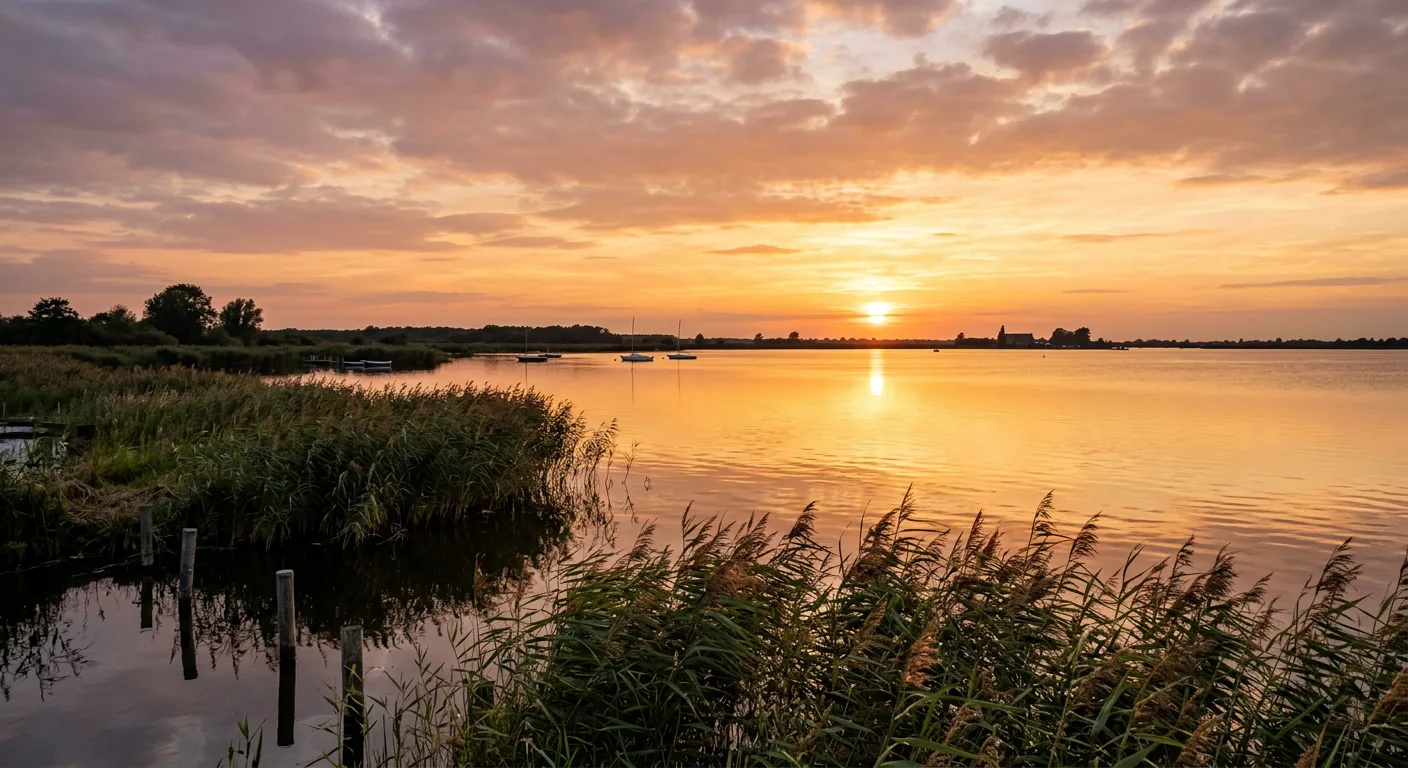 Zonsondergang over de plassen