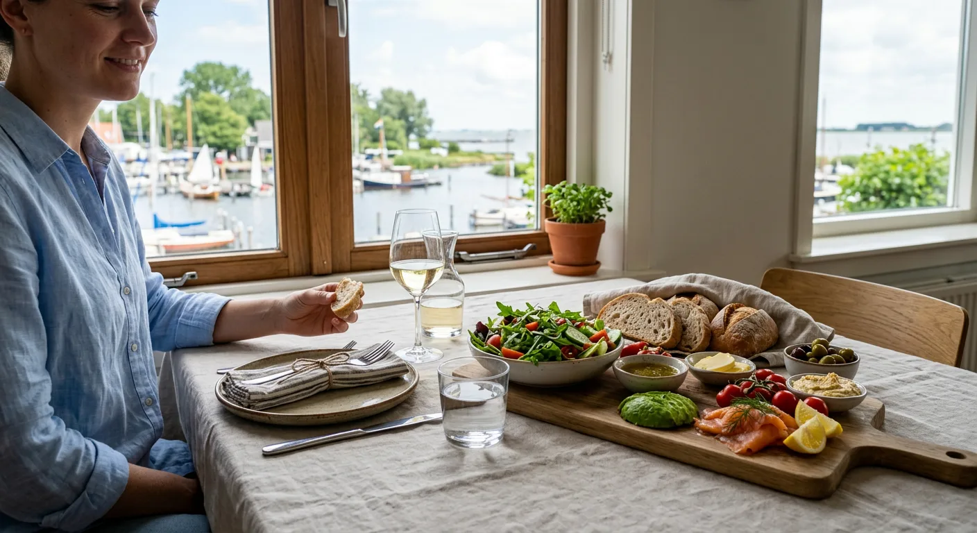 Lichte lunch bij het raam